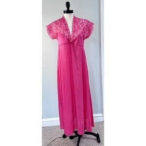 Vintage Women’s Long Slip Dress Nightgown Hot Pink MED coquette romantic